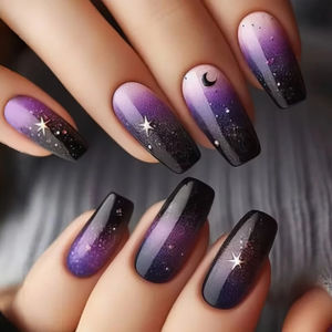 Uñas Postizas al por Mayor, 24 Piezas, Diseño de Estrella de Fantasía, Cuadradas, Cortas, Lindas, Tipo Bailarina, Ataúd, Semi Hechas a Mano, Uñas Artificiales - Product Image 4
