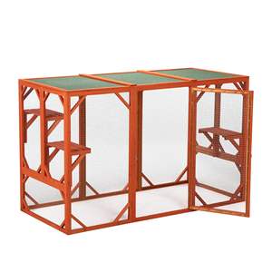 Db Modern Solid Outdoor <b>Cat</b> <b>Cage</b> Wood Roof Waterproof Asphalt Planks with Perches <b>for</b> Small Pets All Seasons - Product Image 3