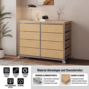 Mueble aparador de aluminio multicapa Birch Ocean Board con cajones para sala de estar, ideal para boutiques - Product Image 1