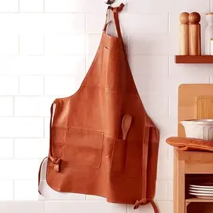 Waterproof Coffee Shop Bar Apron Cleaning Waist Apron Custom Logo Design Business Low Minimum Order Hairdresser PU Leather