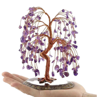 Arbre à Argiles de Guérison 7 Chakras en Cristal de Quartz 13-15cm, Base en Agate Géode, Ornements Écologiques, Décoration Feng Shui