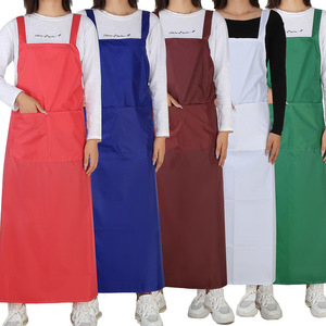Korean Style Bib Apron Double Shoulder Solid Color Waterproof Oil Resistant Work Wear Adult Unisex Kitchen Apron - Product Image 1