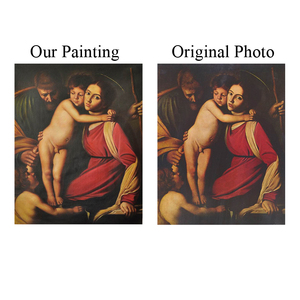 <span class=keywords><strong>Reproduction</strong></span> <span class=keywords><strong>de</strong></span> l'œuvre célèbre du Vieil Maître, la Sainte Famille <span class=keywords><strong>de</strong></span> Saint Jean Baptiste, peinte à la main sur toile <span class=keywords><strong>de</strong></span> lin, qualité muséale, cadre en bois. - Product Image 2