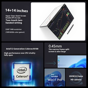 Máy tính xách tay cảm ứng màn hình kép 14 inch với <span class=keywords><strong>Intel</strong></span> N95 Màn hình đôi 14 inch 360 độ win11 cho giáo dục kinh doanh sản phẩm Yoga Mới - Product Image 3