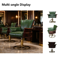 Fauteuil de bar pivotant vintage en cuir véritable, chaise de barbier rétro, chaise de salon réglable en hauteur et rotative pour hôtel et club