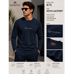 Chemise d'hiver en tissu tricoté à col rond pour homme MARKOVA, couleur marine, style 873, première qualité, best-seller, vente en gros - Product Image 1