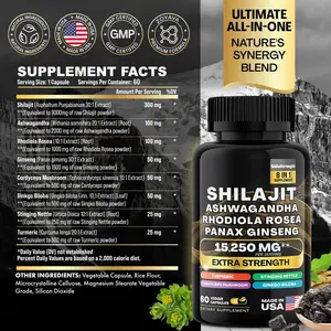 OEM Shilajit Capsules Pure Shilajit Extract Supplement And Powder Complex Pills With Natural Humic Fulvic Acid Trace Minerals