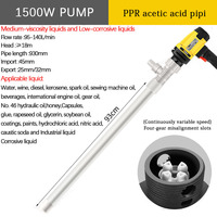 Pompe à fût électrique portable basse pression Cavitt 1500W OEM avec tubes PPR, PVDF, PTFE 220V pour transfert de liquides chimiques