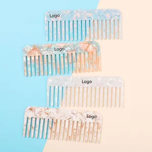 Wide Tooth Hair Comb Mi Dairy Custom Logo 4mm Thick Large Cellulose Acetate Detangle Long Hair Combs Detangling Wide Flat Tooth Comb For Women