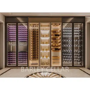 Adega Barley de luxo personalizada com termostato de aço inoxidável, vitrine de vinho, adega de exibição de vinho