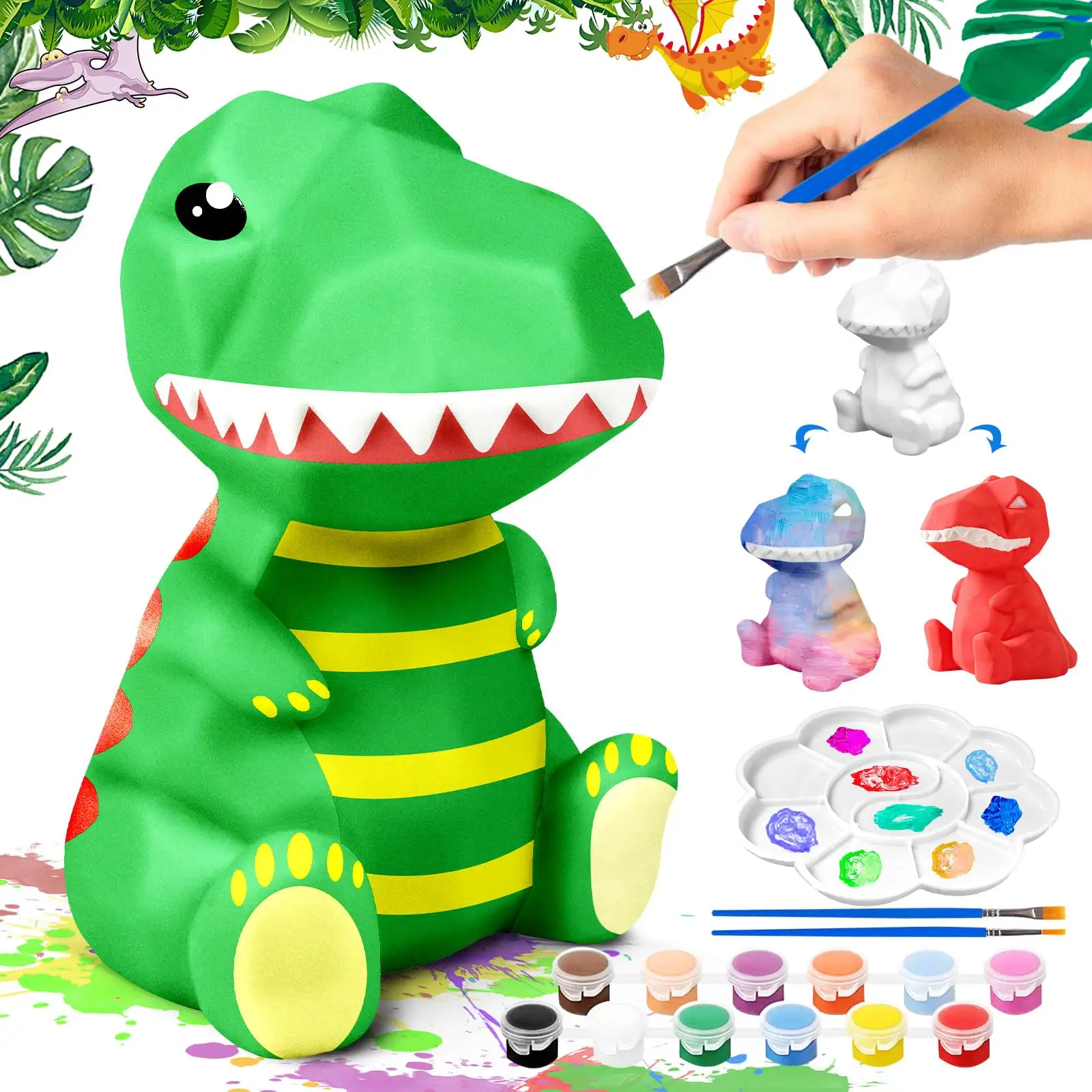 Paint Your Own Dinosaur Lamp Kit, DIY Dinosaur Toy Painting Kit, Art Supplies for Kids 9-12 Arts and Crafts Creative Gifts