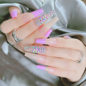 Faux ongles à presser longs style ballerine cercueil, style européen, couvrance totale, pointes d'ongles artificiels à porter, vente en gros - Product Image 3