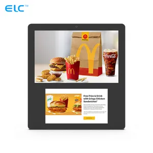 Elc 10.1 Muur Mount Capacitieve Touch Wifi Android 11 Dual Screen Reclame Digitale Bewegwijzering Voor Lift Restaurant Catering