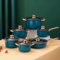 Set Peralatan Masak Dapur Stainless Steel Modern 12 Buah Motif Hewan Biru Safir/Emerald Anti Lengket Peralatan Makan Rose Gold 2 Set