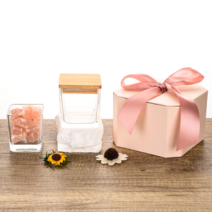 Ru Sao 80Ml 120Ml 600Ml Vuông Thủy Tinh Nến <span class=keywords><strong>Jar</strong></span> Rõ Ràng Tàu Thủy Tinh Với Nắp Tre - Product Image 4