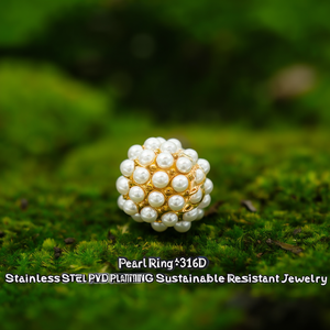 แหวนมุก สแตนเลสสตีล 316L ชุบทอง PVD เครื่องประดับที่ทนทานและเป็นมิตรต่อสิ่งแวดล้อม - Product Image 3