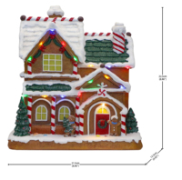 Décorations de Noël Joyland, maison en pain d'épices en résine faite à la main, scène de neige, arbre de Noël, style européen, finition mate