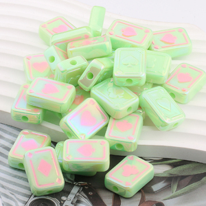 25mm Mignon Carré Acrylique Coloré Coeur Perles Creative Poker Carte Conception pour DIY Stylo Faire Cadeau Accessoires - Product Image 5