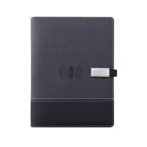Libreta de Cuero PU con Banco de Energía Inalámbrico A5, <span class=keywords><strong>Agenda</strong></span> de Oficina con Lámpara LED, USB de 16G, Hebilla, Libreta de Negocios - Product Image 1