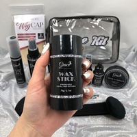 Nouvel Arrivage Kit d'Installation de Perruques Lace avec Logo Personnalisé, comprenant Colle pour Perruques, Bâton de Cire, Spray Fixateur de Bords, Stylo Teinture Cheveux et Sac de Voyage