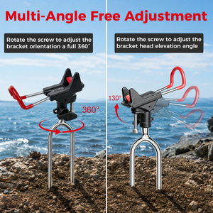 <span class=keywords><strong>Support</strong></span> de canne à pêche à insérer dans le sol, réglable à 360 degrés, accessoires détachables pour la pêche en mer, en lac et en rivière - Product Image 2