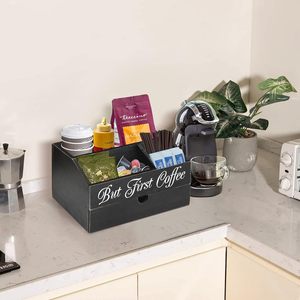 Caja de almacenamiento para cápsulas de café, compartimentos superiores abiertos de gran capacidad, organizador de escritorio para uso en cocina y bar de café - Product Image 1
