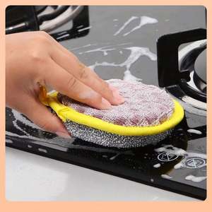 Éponge de nettoyage double face pour vaisselle, brosse à vaisselle, éponges pour casseroles et poêles, outils de nettoyage ménager réutilisables pour la cuisine - Product Image 3