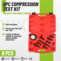 Kit de testeur de compression moteur 8 pièces, ensemble de manomètres de pression de cylindre pour moteurs à essence, outils de réparation automobile