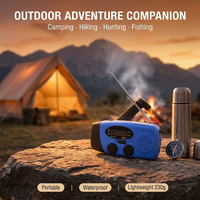 Radio portable avec manivelle solaire 2000 mAh, alarme SOS, lampe torche 3 LED, fonction batterie externe, randonnée, survie
