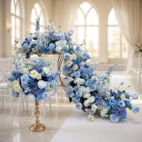 Guirlande de fleurs artificielles Phalaenopsis bleu ciel, faites à la main, pour la décoration de fond de mariage