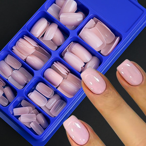 100 faux ongles carrés courts blancs pré-dessinés, couleur unie, pour la pratique de la manucure - Product Image 2