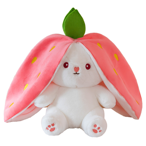 En gros, Peluche lapin <span class=keywords><strong>mini</strong></span> fraise transformé en carotte à grandes oreilles, super douce, anti-stress, lavable, pour anniversaire - Product Image 1