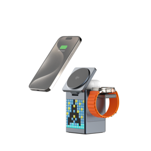 <span class=keywords><strong>Chargeur</strong></span> <span class=keywords><strong>sans</strong></span> <span class=keywords><strong>fil</strong></span> magnétique <span class=keywords><strong>6</strong></span> en 1 avec écran <span class=keywords><strong>pixel</strong></span>, réveil numérique, station de charge rapide 3 en 1 pour iPhone, iWatch, AirPods - Product Image 1