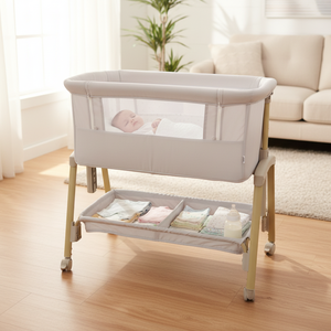 Cunas para Bebés Junto a la Cama <span class=keywords><strong>de</strong></span> los Adultos, <span class=keywords><strong>Cuna</strong></span> <span class=keywords><strong>de</strong></span> Metal Ligera, Portátil, Fácil <span class=keywords><strong>de</strong></span> Plegar, Duradera, <span class=keywords><strong>con</strong></span> <span class=keywords><strong>4</strong></span> <span class=keywords><strong>Ruedas</strong></span>, Muebles para Dormitorio - Product Image 2