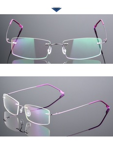STOCK Dropshipping <strong>Fashion</strong> Rimless Square Spectacle Frames Optical Titanium <strong>Glasses</strong> for Men - Product Image 4