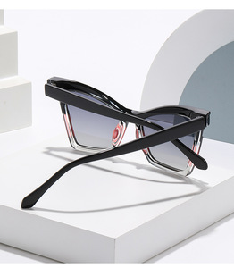 Lunettes de soleil œil-de-chat tendance, montures larges à blocs de couleurs contrastées, esthétique luxueuse, protection UV - Product Image 6