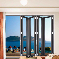 Puertas y Ventanas Plegables Fijas de Vidrio Doble, Modernas, Verticales, de Aleación de Aluminio, Insonorizadas, de Tamaño Personalizado, para Uso Exterior