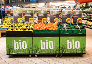 Soporte de exhibición de presentación móvil de frutas y verduras <span class=keywords><strong>Bio</strong></span> Estante de frutas Tienda de frutas Supermercado Exhibición comercial - Product Image 6