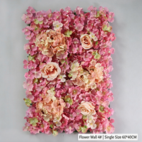 Dinding Bunga Artifisial Mewah Mawar Merah Hydrangea Sutra Dekorasi Latar Belakang Pernikahan Panel Grosir Bunga Palsu