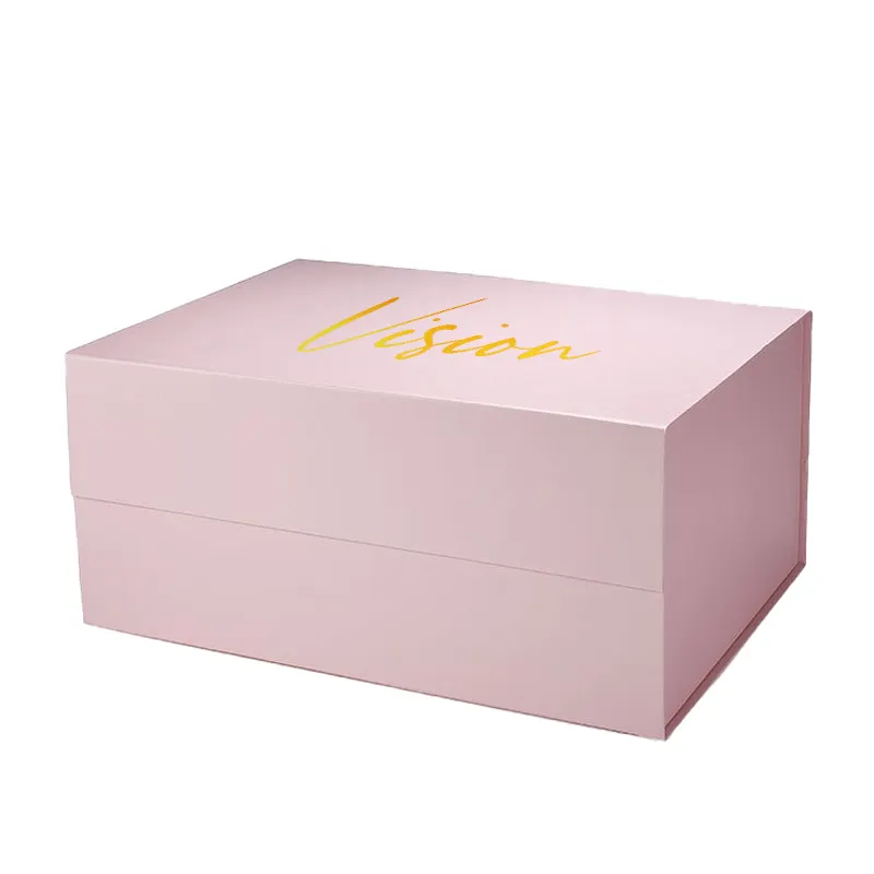 Luxury Paper Box Custom Luxury Matt Pink Package Folding Paper Boxes Magnetic Foldable Gift Box