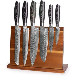Supporto per coltello magnetico supporto per coltello da Chef-blocchi di coltelli magnetici-legno di Acacia con Base solida, piedini antiscivolo