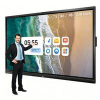 Tableau blanc interactif intelligent LCD 4K UHD OEM ODM d'usine, écran plat 55/65/75/86/98/110 pouces, tactile 40 points, cadre en aluminium