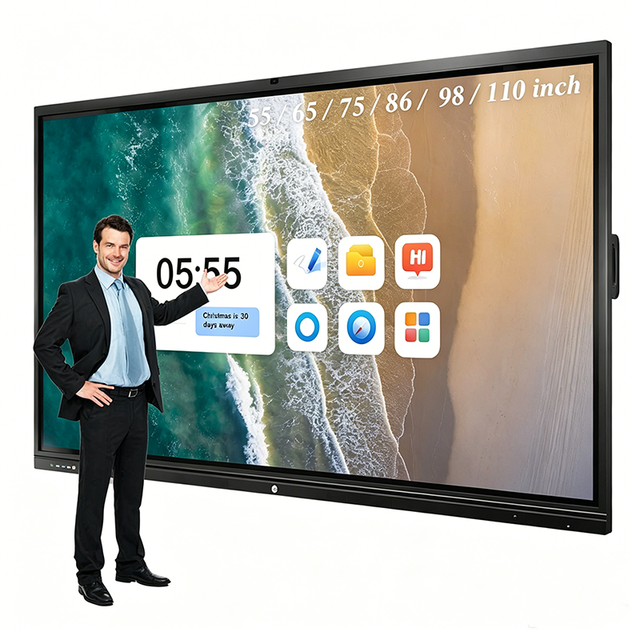 Factory OEM ODM 4K UHD LCD Interactive Flat Panel Smart Whiteboard 55/65/75/86/98/110 Inch 40-Point Touch Aluminum Frame