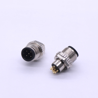 Conector Circular Linconn M12 C5-S L para Montaje en Panel, Tipo Enchufe, Plateado, 8P, Certificado CE ROHS, con Codificación A/B/D, 3 Núcleos