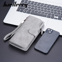 Dompet Panjang Pria Baellerry Vintage dengan Ukiran Nama, Kapasitas Besar, Tempat Koin, Penjepit Kartu, dan Penjepit Uang