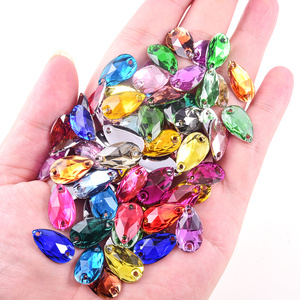 Oleeya Bulk Package Sewing Strass Gemstones 13*18mm Teardrop Crystal AB Resin Flat Silver Back Sew on Rhinestone for Clothing - Product Image 5