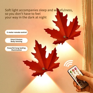 Maple Leaf Motion Sensor LED Night <b>Light</b> Rechargeable Magnetic RGB Wall Lamp <b>Decor</b> <b>Light</b> for Bedroom Corridor Stair Home <b>Decor</b> - Product Image 5
