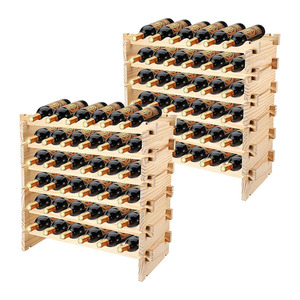 2 pezzi 6 Tier 36 porta vino in legno espositore scaffali in piedi in legno portabottiglie per la <span class=keywords><strong>cucina</strong></span>, cantina, pavimento - Product Image 1