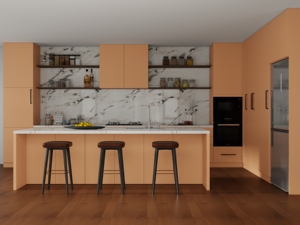 <span class=keywords><strong>Mobili</strong></span> da <span class=keywords><strong>Cucina</strong></span> di Alta Gamma in Stile Moderno, Design Personalizzabile, in MDF e Compensato, Finitura Laccata <span class=keywords><strong>Arancione</strong></span> - Product Image 3