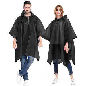 Usine unisexe Eva Black Rain Poncho Imperméable polyvalent pour hommes et femmes Cape de pluie - Product Image 1